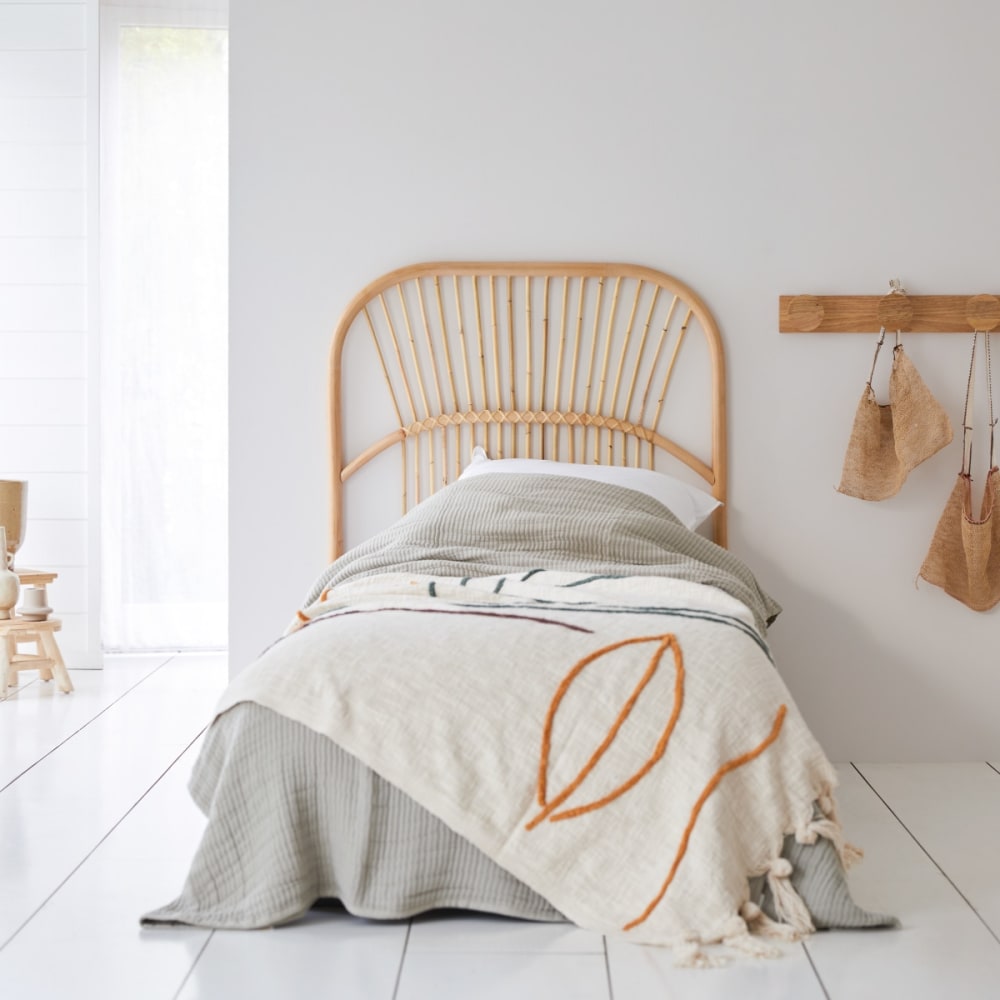 Tikamoon Kopfteil aus Rattan 90 cm style exotic Beige Rattan