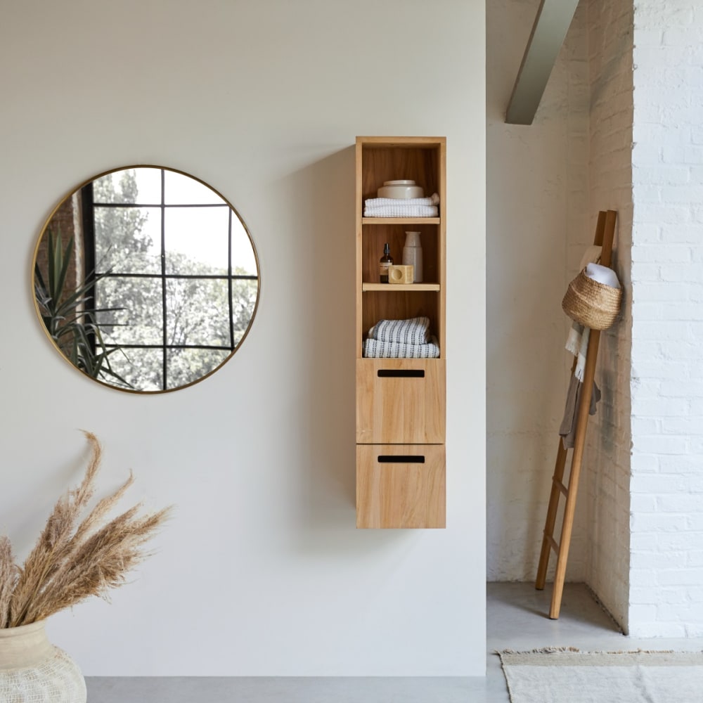 Tikamoon Hochschrank aus massivem Teakholz style classic chic Beige