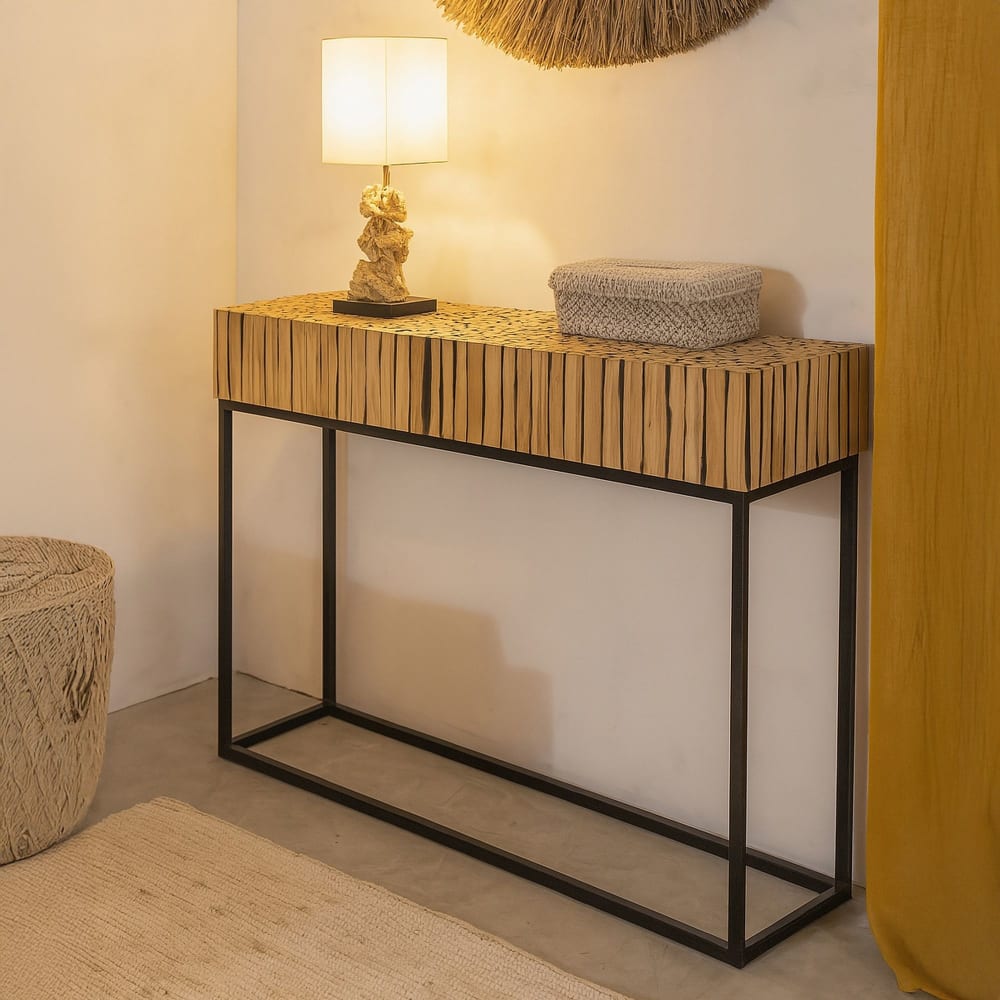 Console en métal et branche de teck