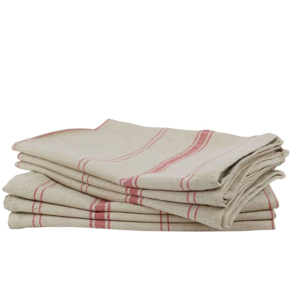 Lot de 6 Torchons en Lin Rouge