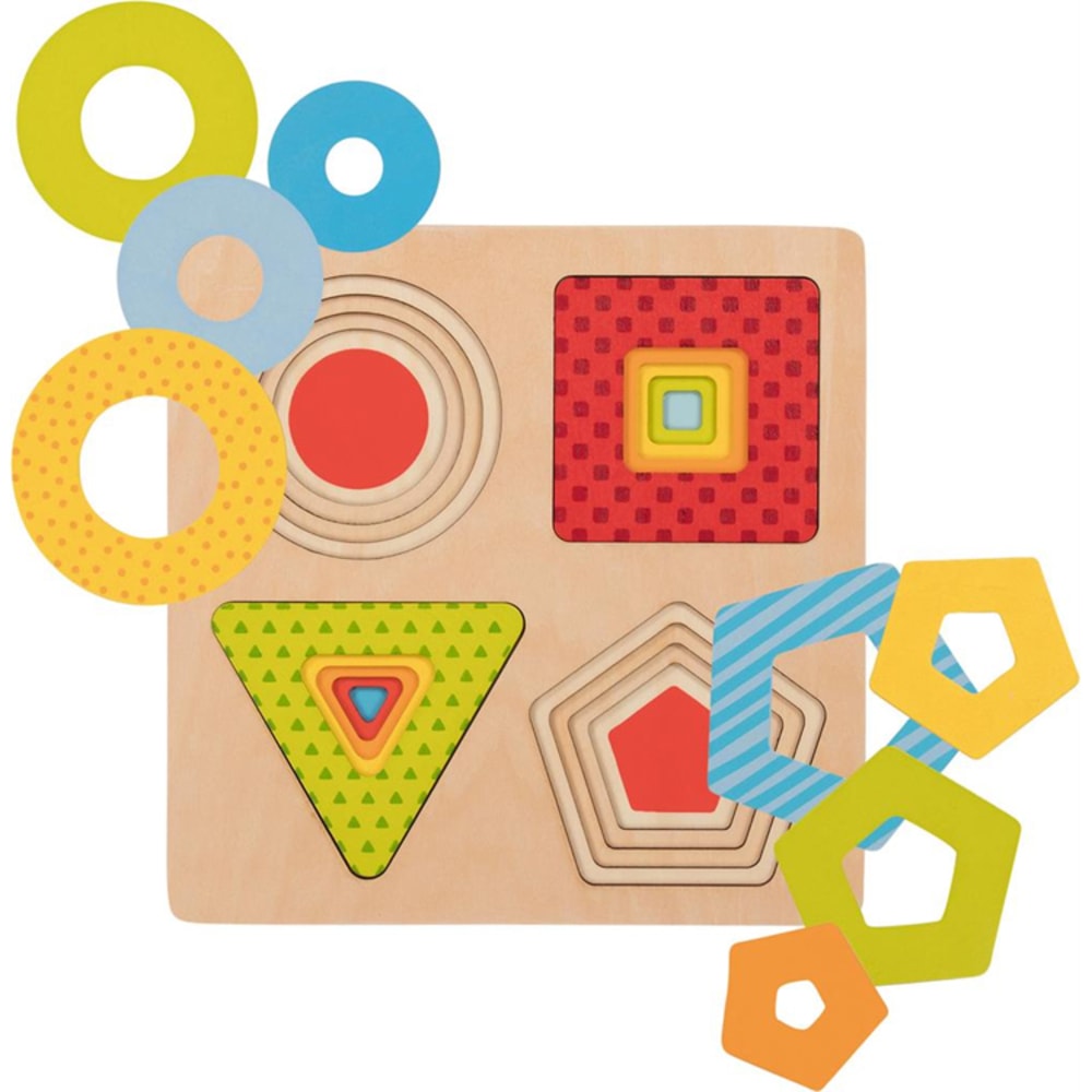 Goki Schichtenpuzzle Formen MEHRFARBIG HOLZ Baby