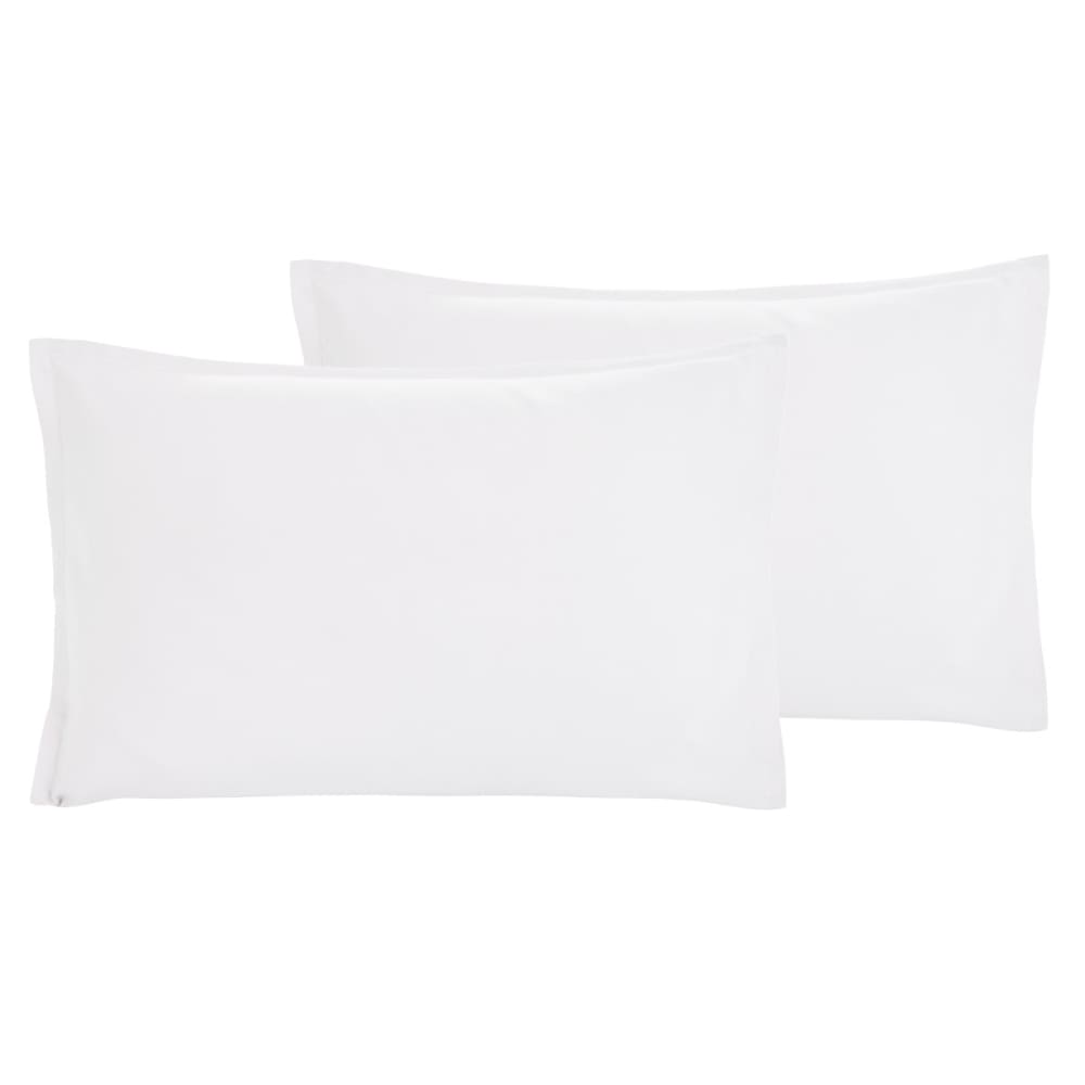 Lot de 2 taies d'oreiller en coton lavé bio Blanc 50x70 cm