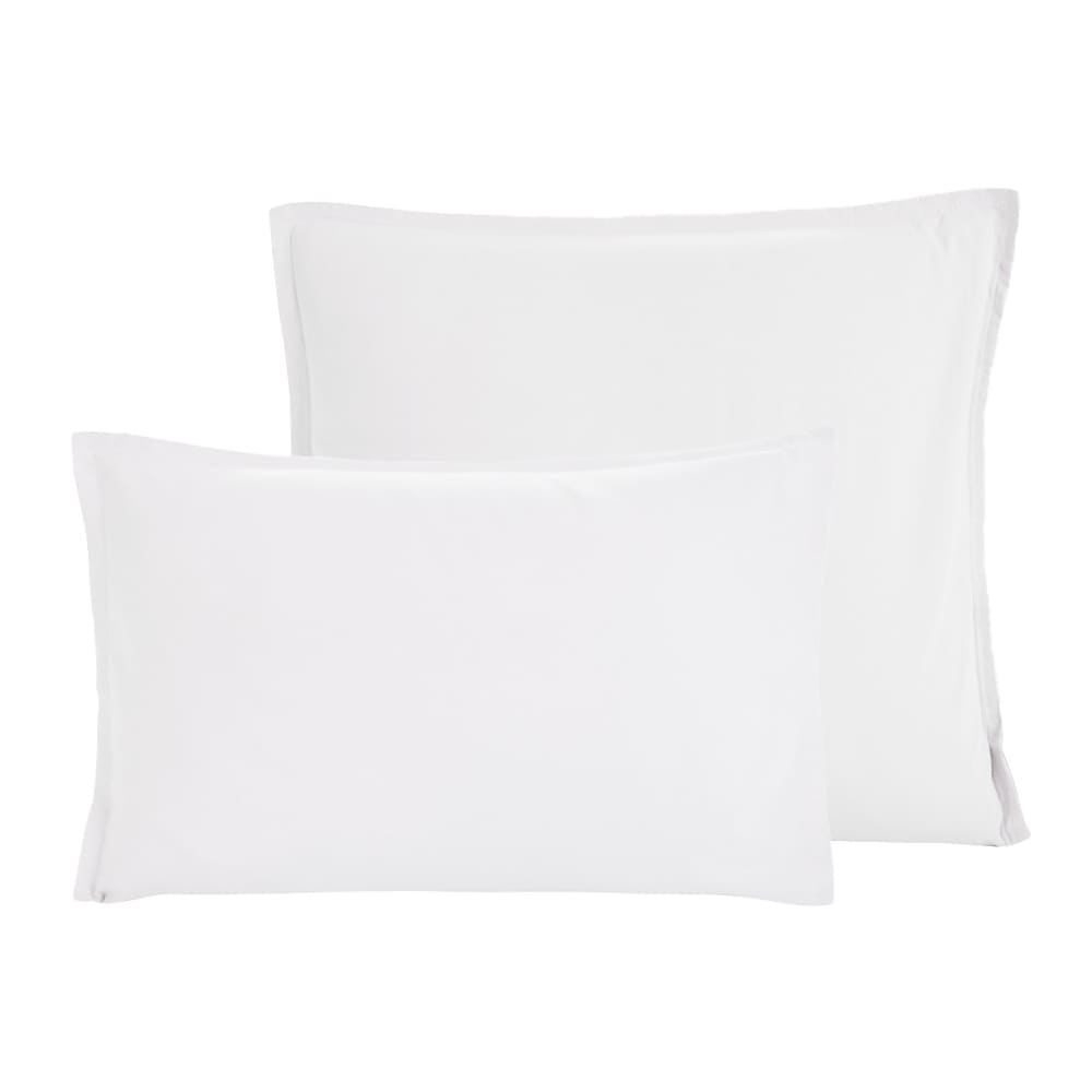 Lot de 2 taies d'oreiller en coton lavé bio blanc 50x70 cm - Maisons du Monde