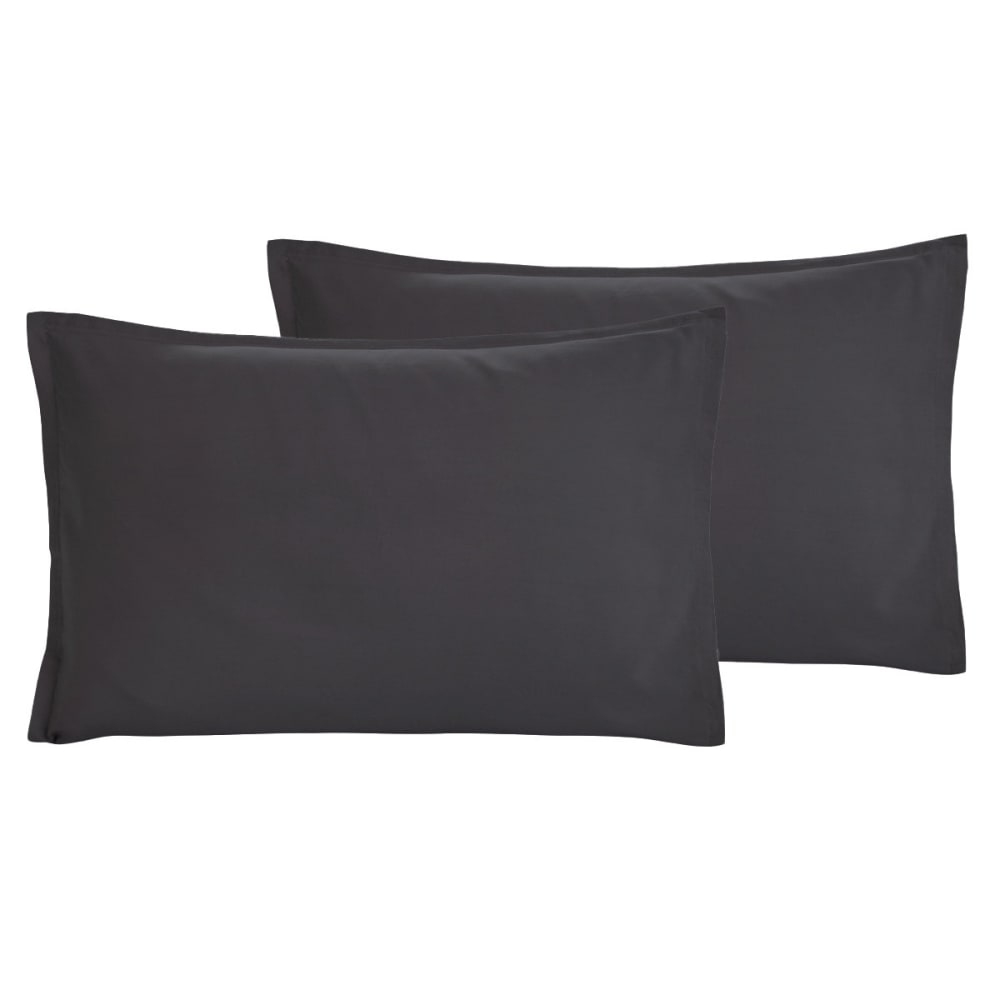 Lot de 2 taies d'oreiller en coton lavé bio Carbone 50x70 cm