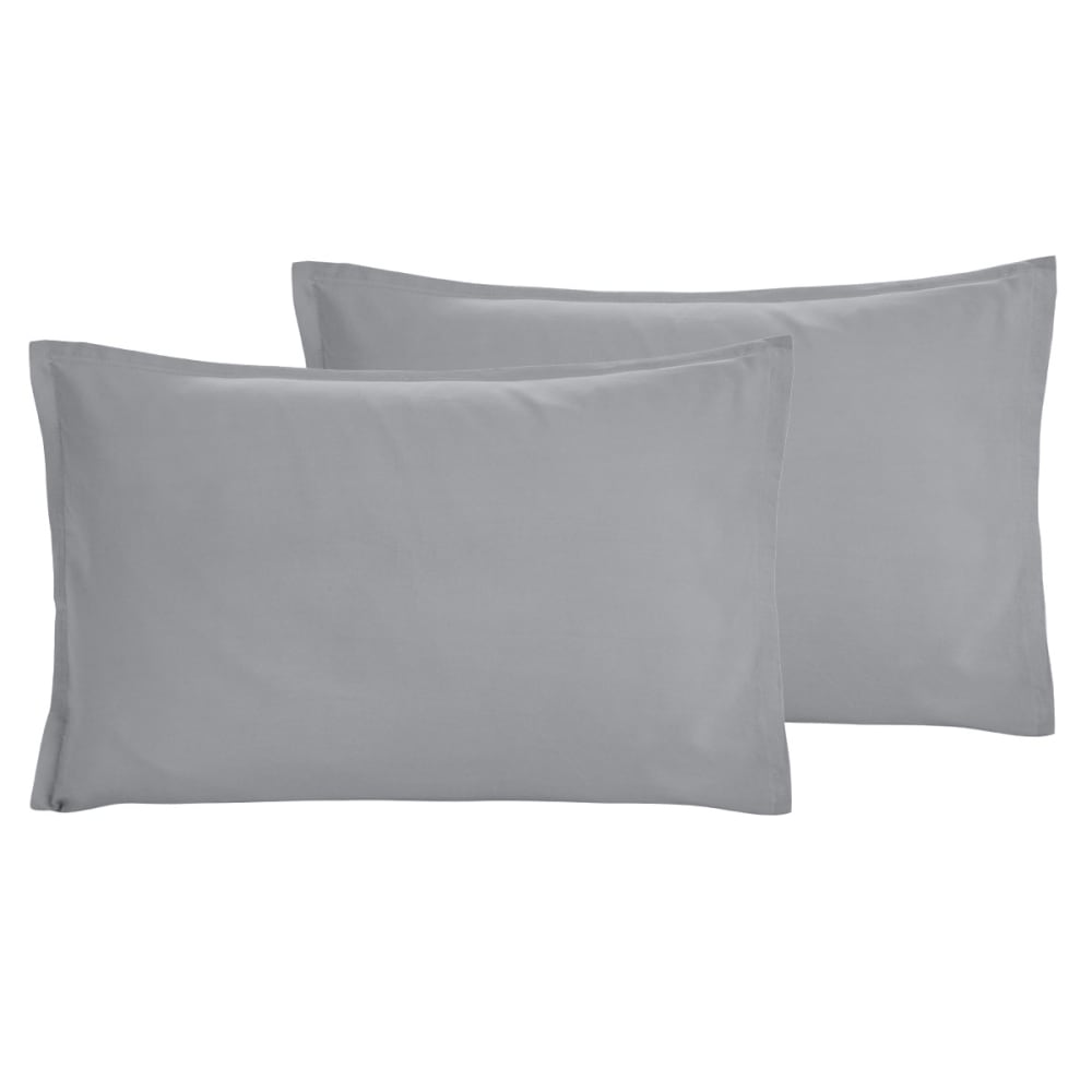 Lot de 2 taies d'oreiller en coton lavé bio Gris Perle 50x70 cm