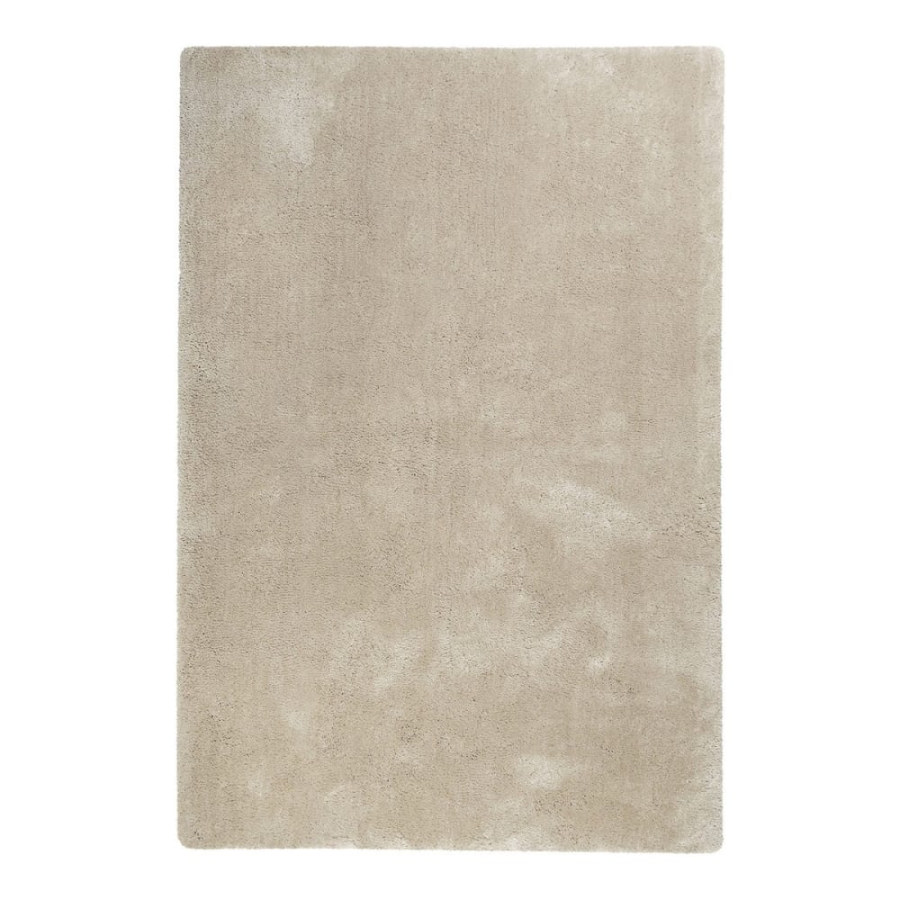 Alfombra beige de pelo largo y suave en microfibra 230x160
