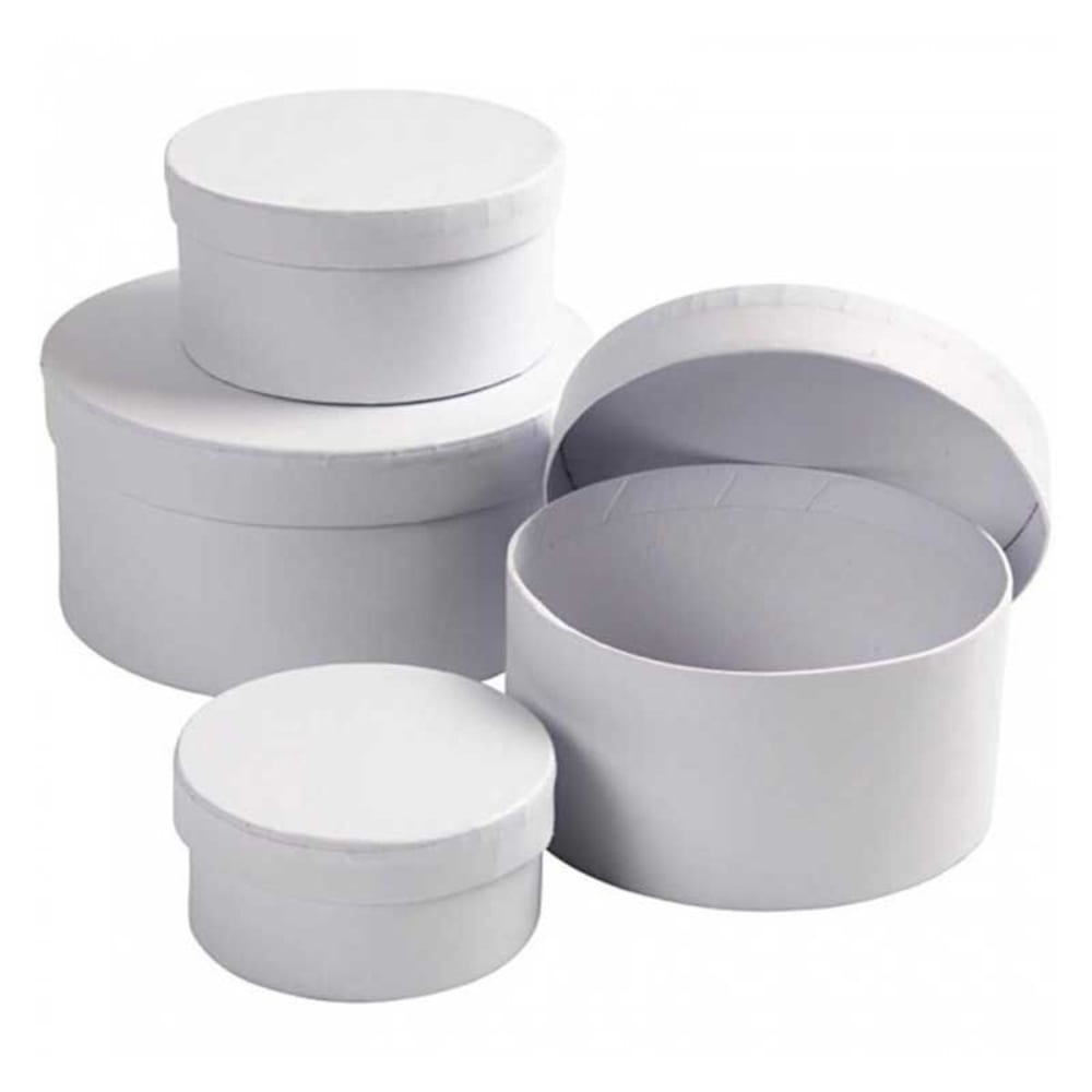 4 boîtes rondes en carton blanc 4 x 8 cm à 7 x 14 cm - Maisons du Monde