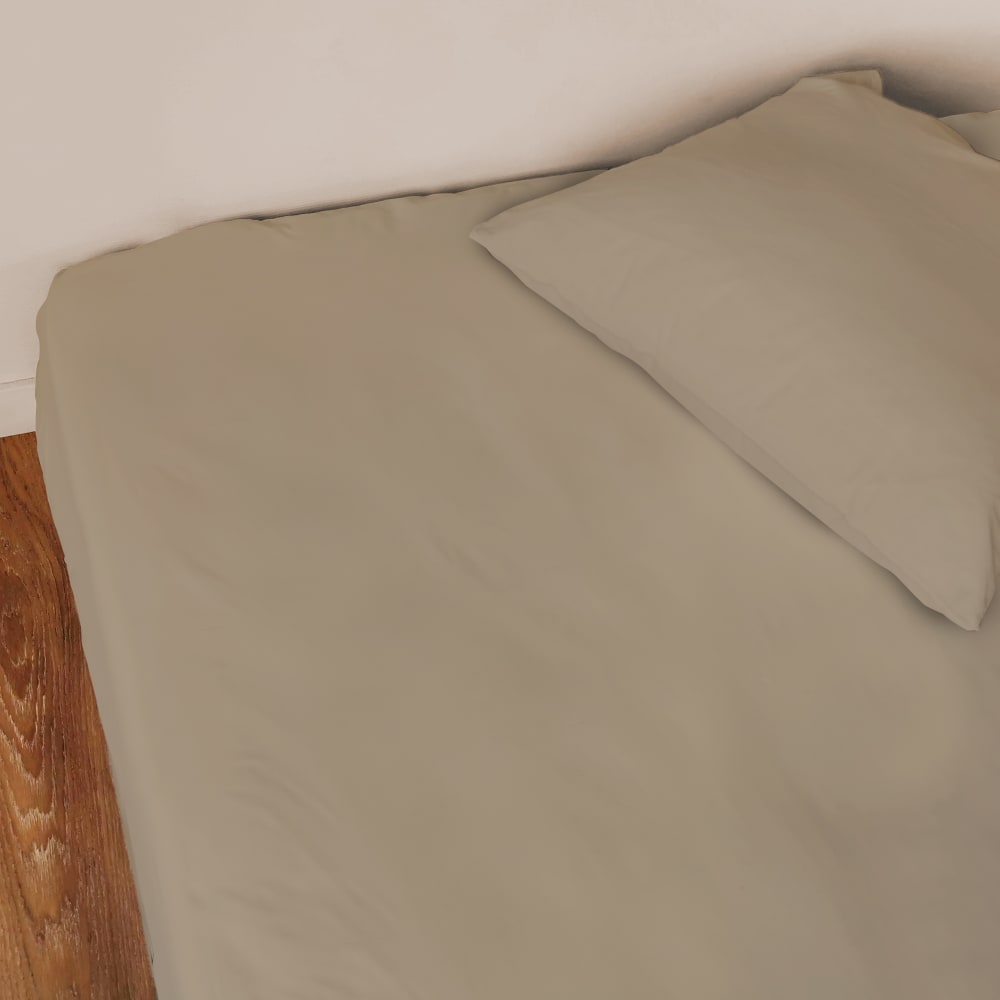 Drap-housse uni percale bio taupe — vue 3