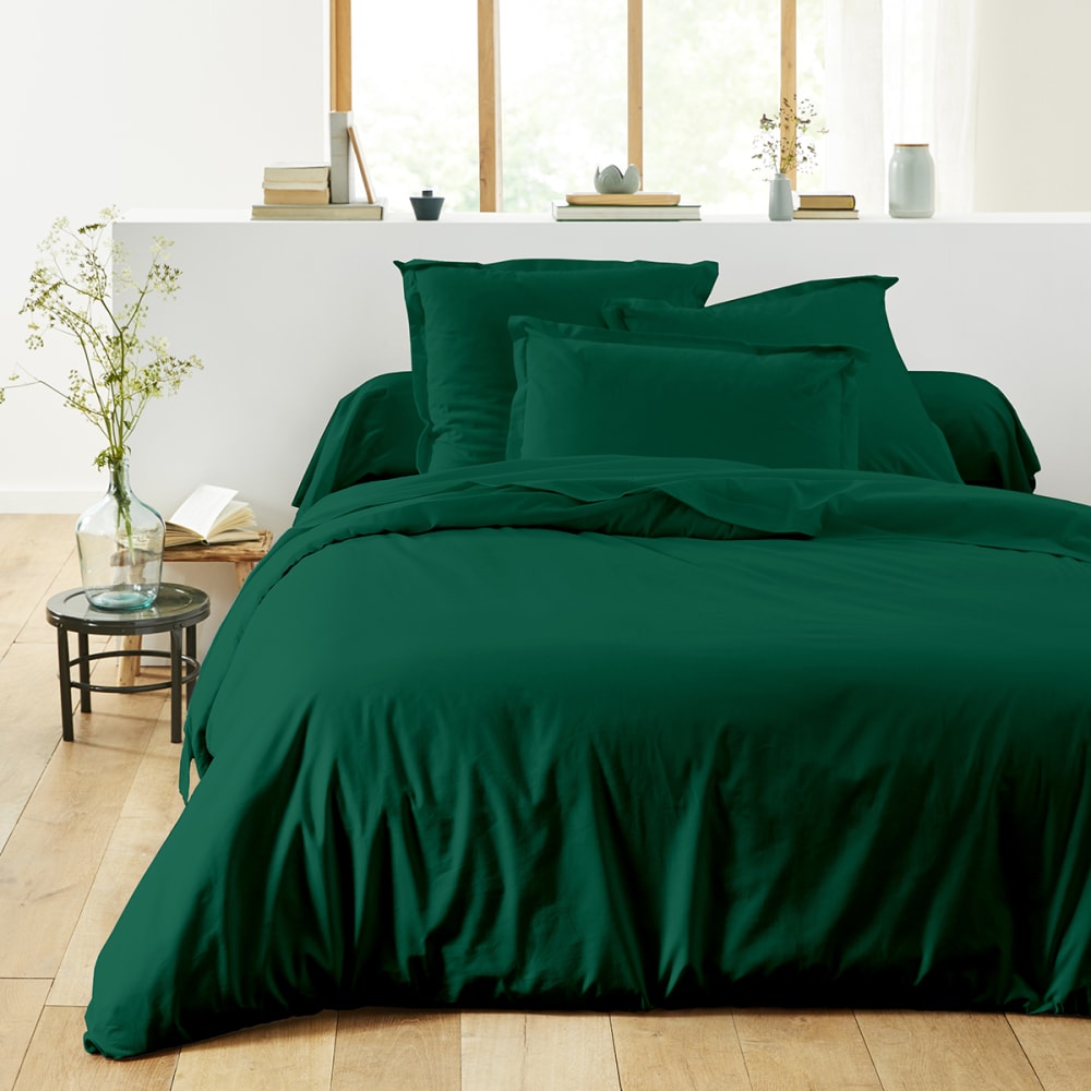 Taie d'oreiller unie en coton vert opale 63x63 - Maisons du Monde