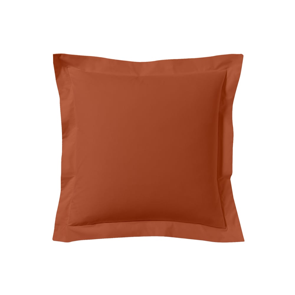 Taie d'oreiller unie en coton terracotta 63x63