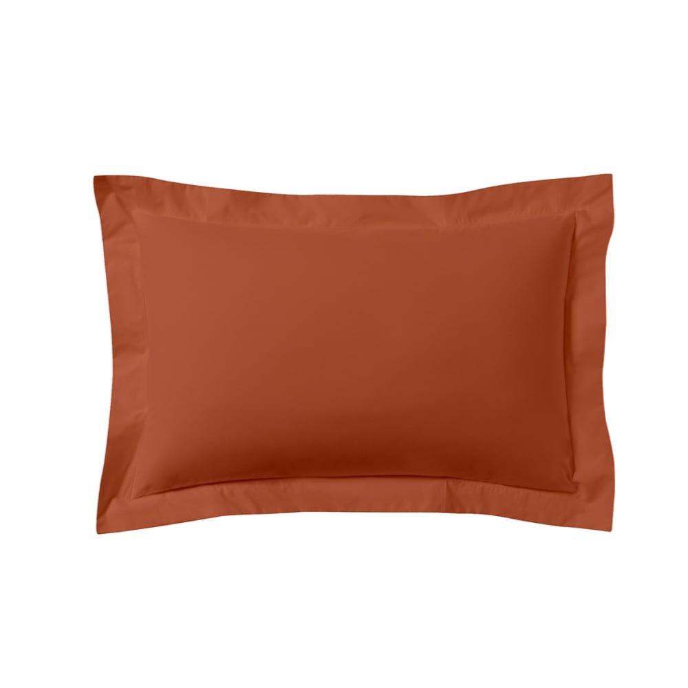 Taie d'oreiller unie en coton terracotta 50x70