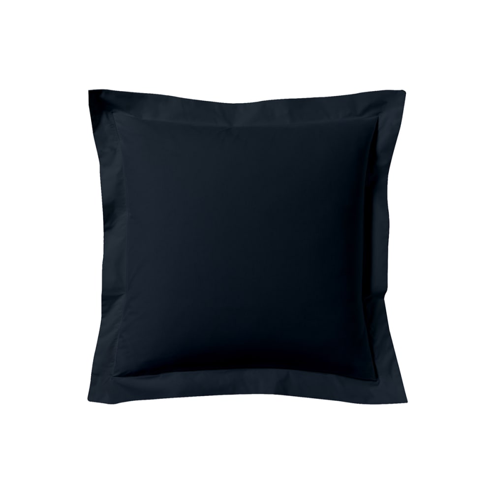 Taie d'oreiller unie en coton bleu nuit 63x63