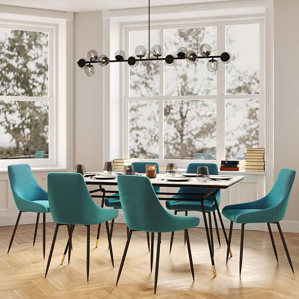 Stuhl in Samt-Optik, blau - Maisons Du Monde