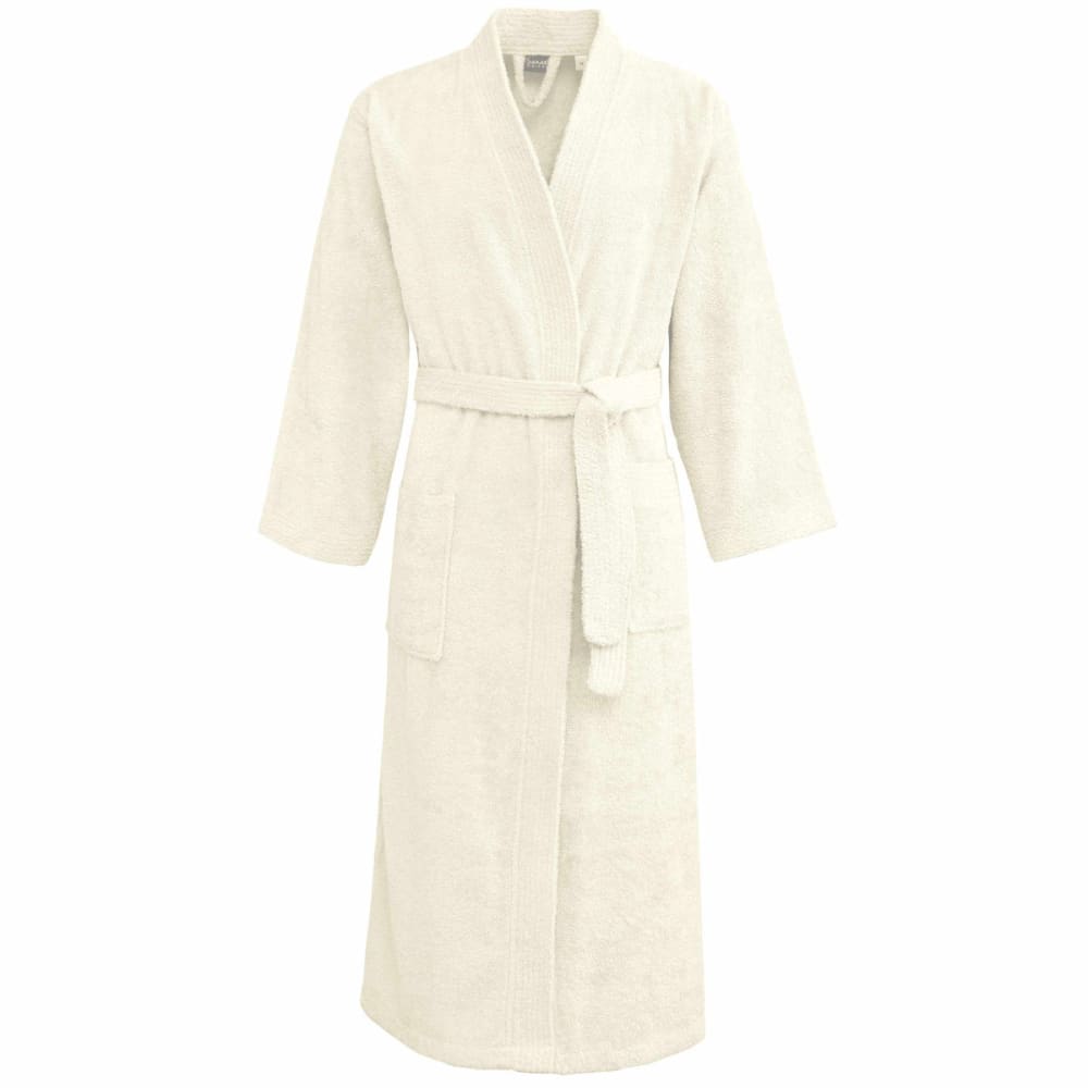 Peignoir mixte kimono en coton Ecru L