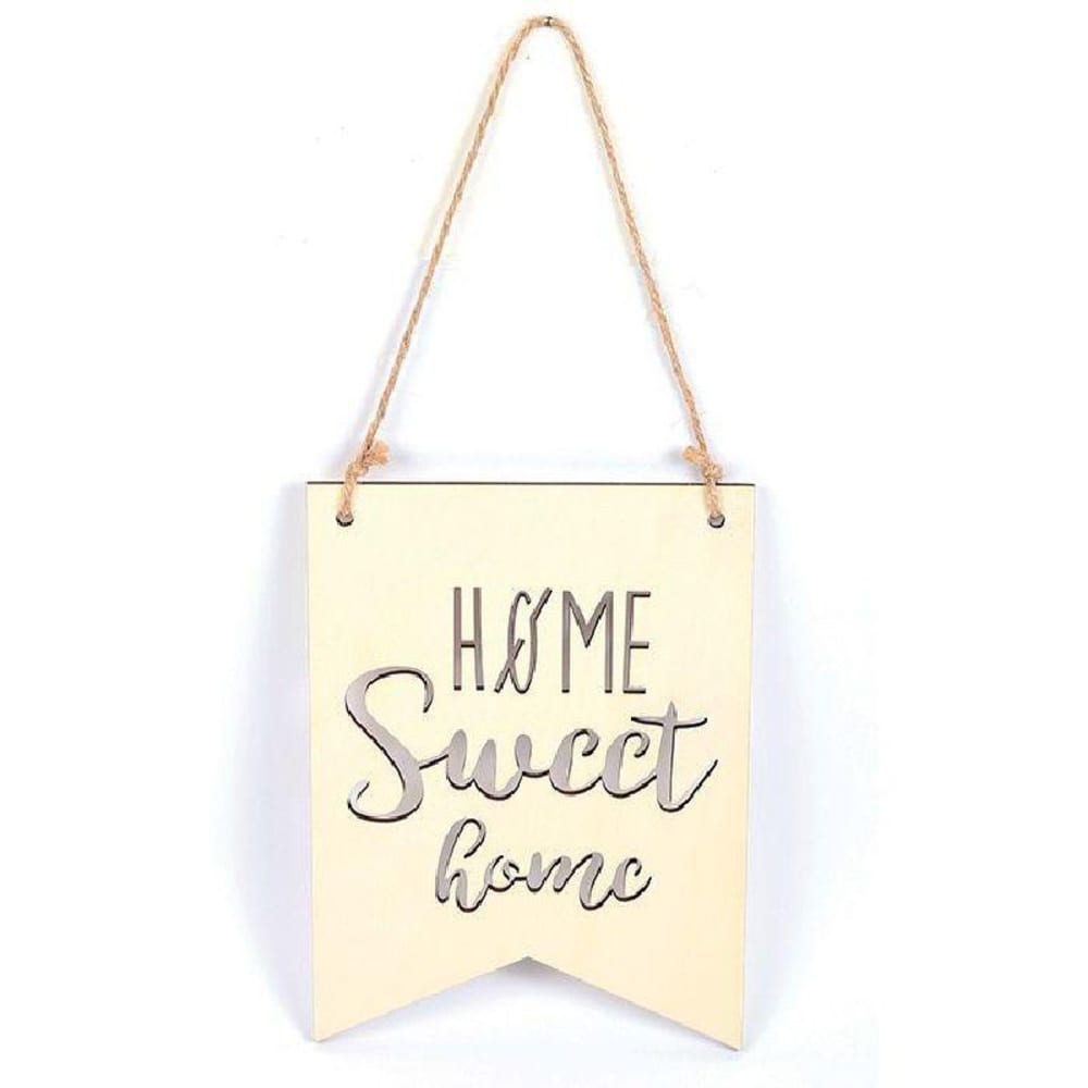 Suspension fanion en bois home sweet home 20 x 15 cm