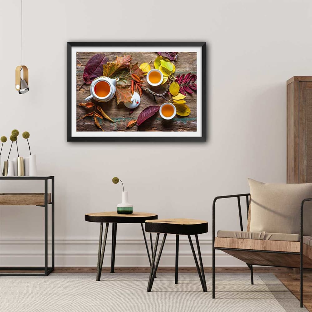 Póster della cucina della foglia di tè con marco negro 60x40cm - Maisons du Monde