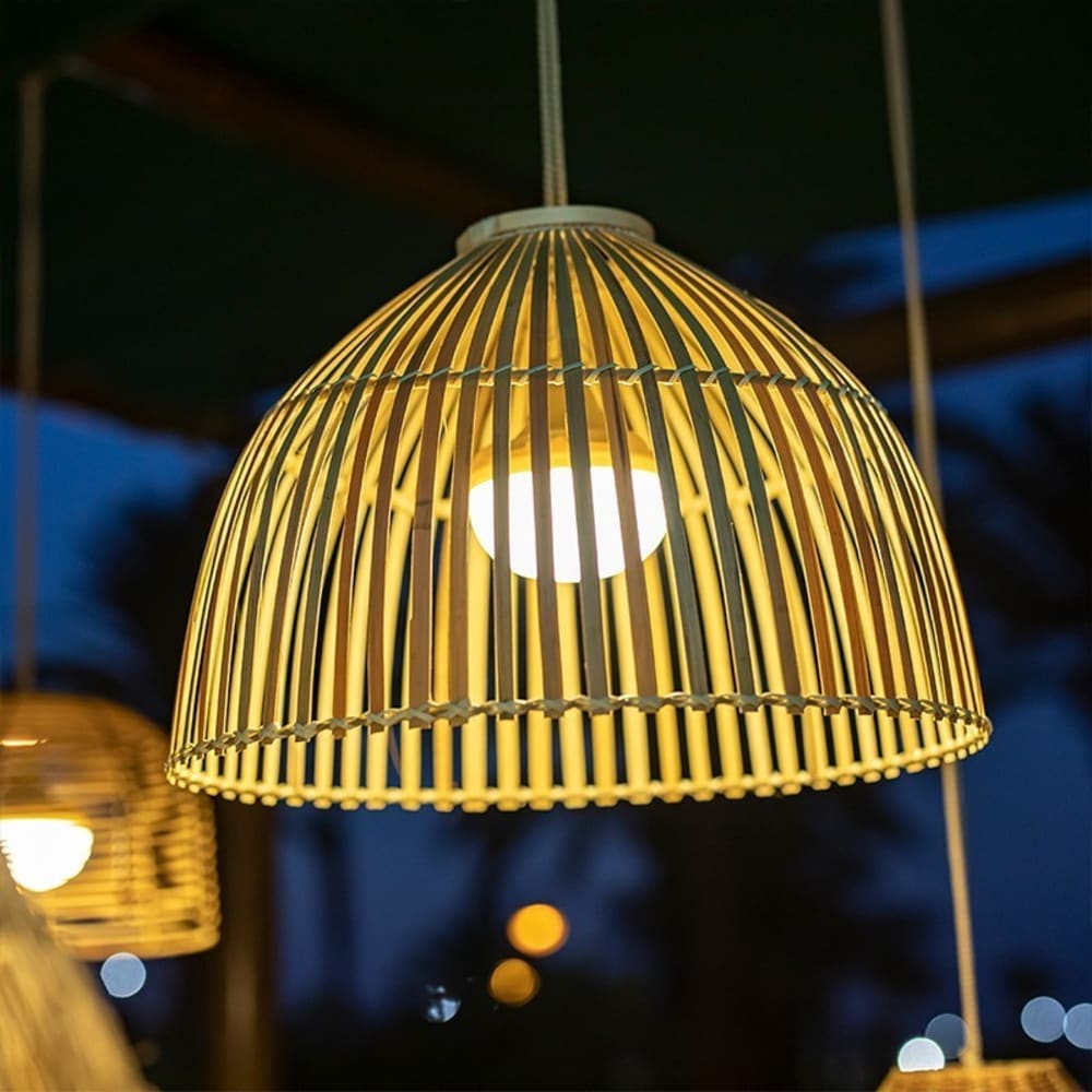 Suspension d'extérieur LED rotin 3 intensités rechargeable D43cm - Maisons du Monde