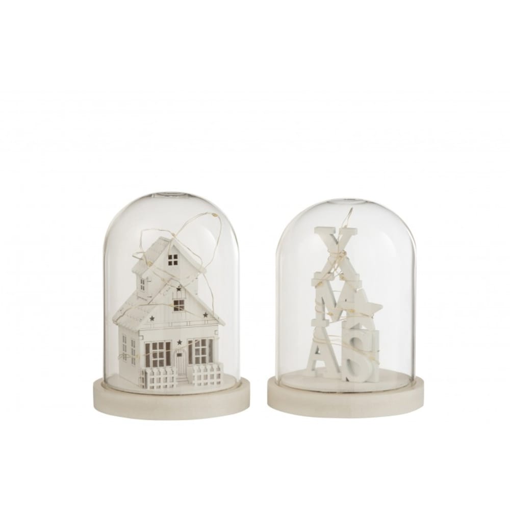 Cloches hiver led bois/verre