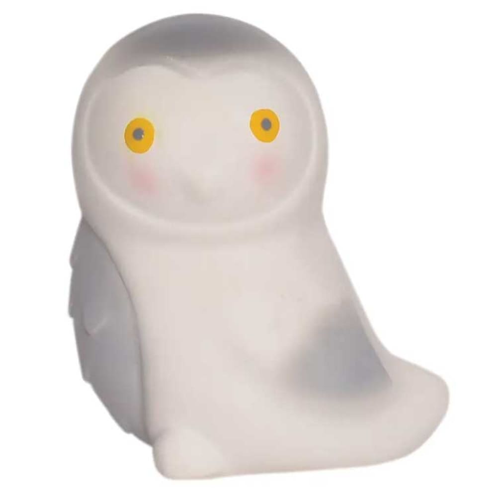 Tikiri Hibou blanc en caoutchouc naturel Gris Blanc Silicone Poly Organo Siloxane - 10x5x5cm