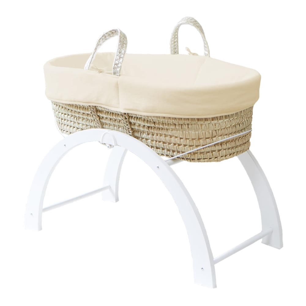 Couffin avec Support Réversible Blanc, Habillage Coton Bio - Crème