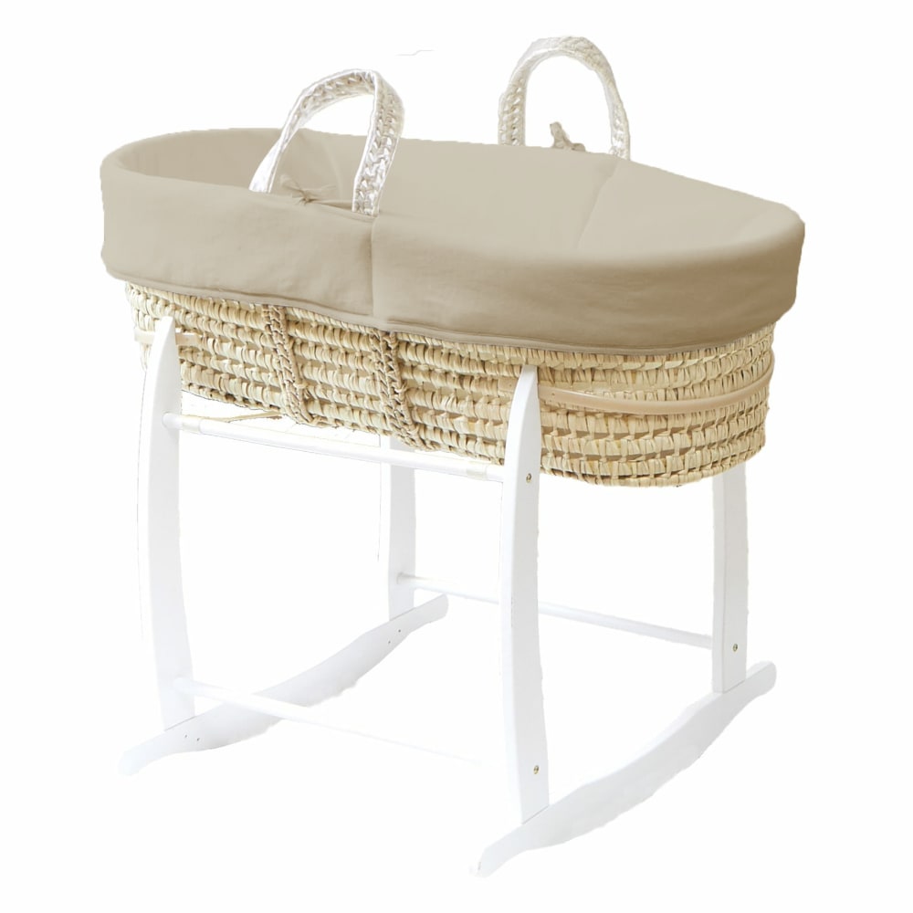 Premiers Moments Babytragekorb mit weißem Gestell BRAUN Öko-Tex Zertifikat STOFF Baby