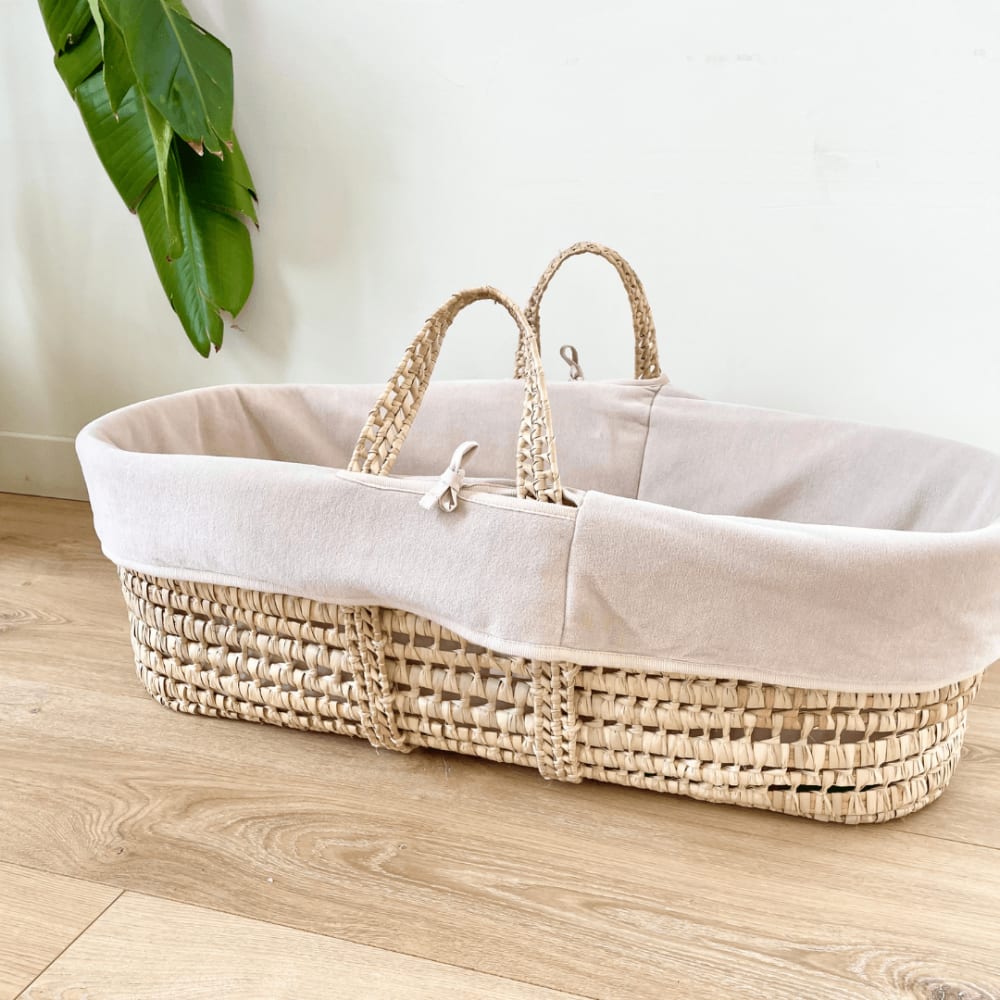 Couffin bébé avec Matelas, Habillage en Velours - Coton Bio - Noisette (Premiers Moments) - Image 3