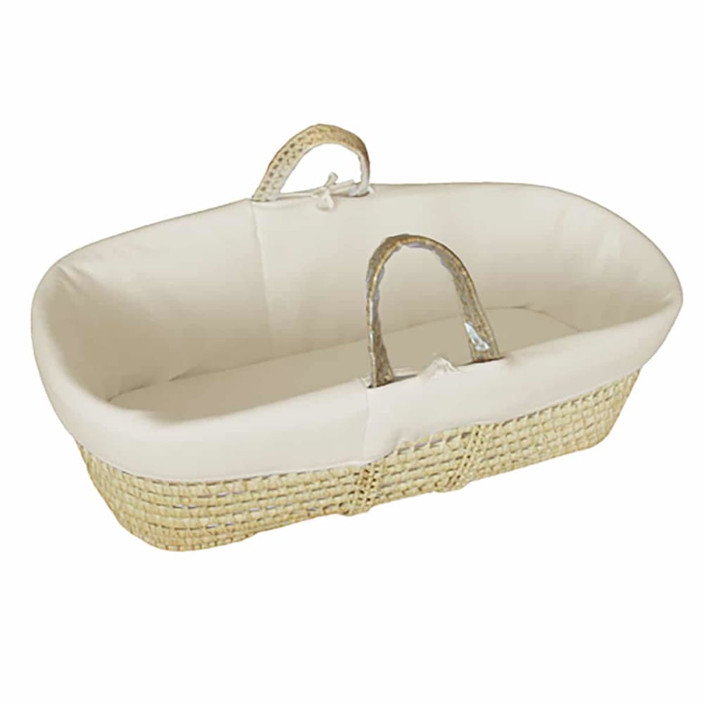 Couffin bébé avec Matelas, Habillage en Velours - Coton Bio - Crème (Premiers Moments) - Image 1