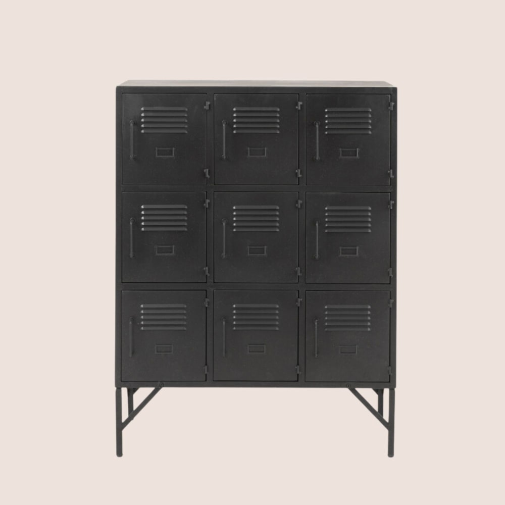 Buffet armoire industrielle 9 casiers en métal noir - Maisons du Monde