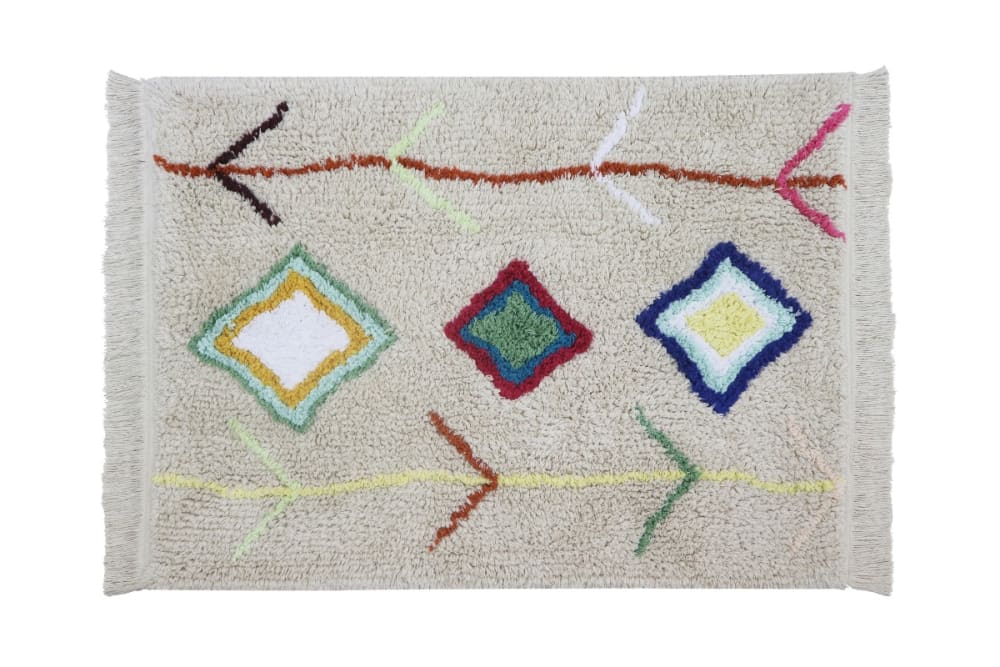 Alfombra lavable de algodón beige y colores 70x100