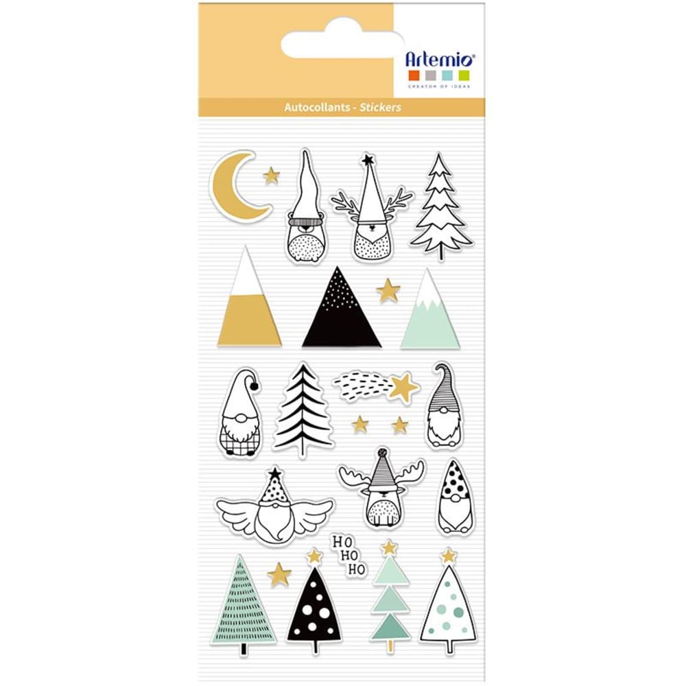 24 pegatinas de navidad elfos y árboles