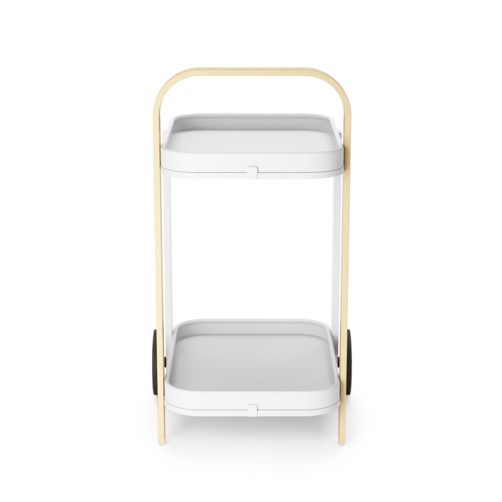 Desserte en métal blanc et bois naturel