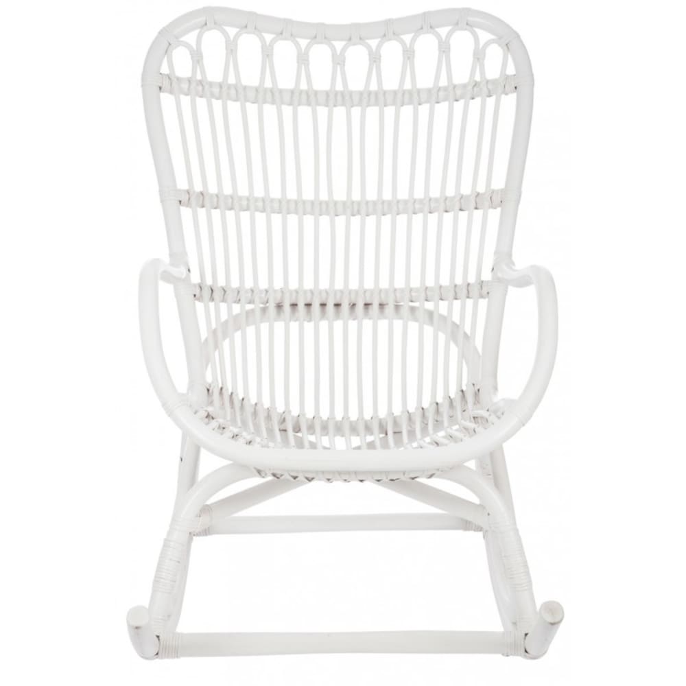 Fauteuil à bascule rotin blanc mat 110x91cm