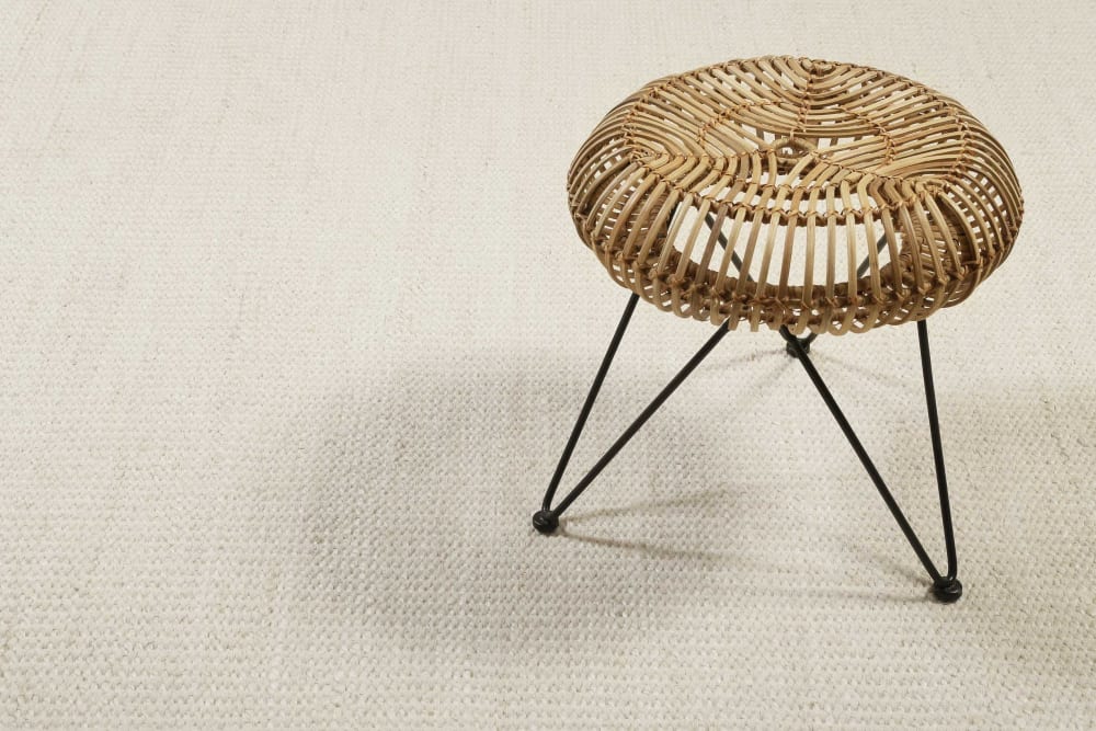 Tapis artisanal fait main laine et jute beige clair 130x190