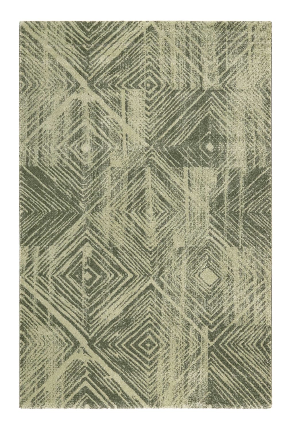 Tapis plat vintage design graphique tons de vert 133x200