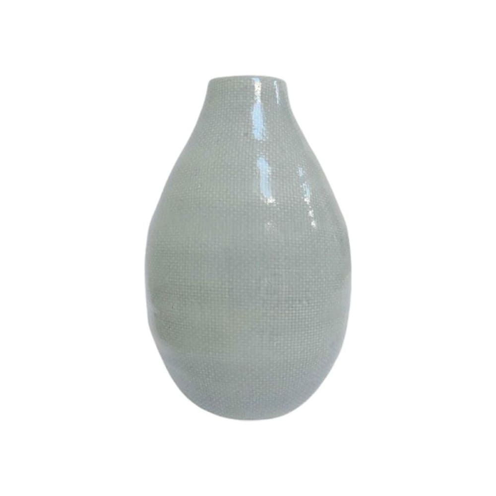 Jarrón de cerámica verde agua craquelada h31 cm