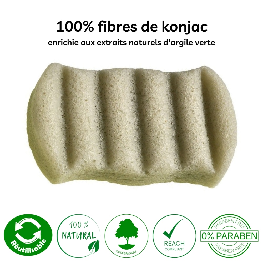 Spugna Konjac naturale al 100% XL Corpo arricchita con argilla