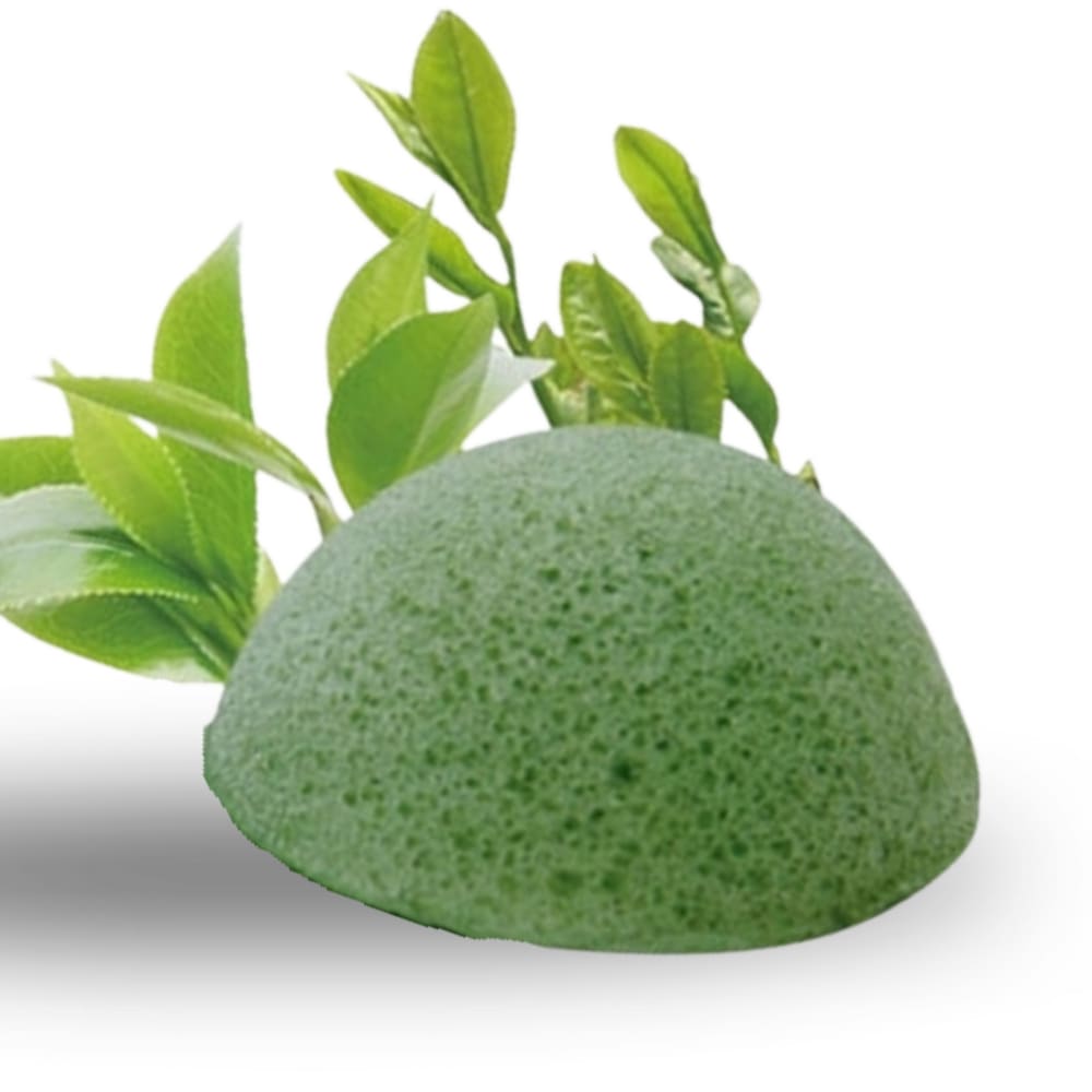 Éponge Konjac Contour des Yeux 100% Naturelle Enrichie au Thé Vert