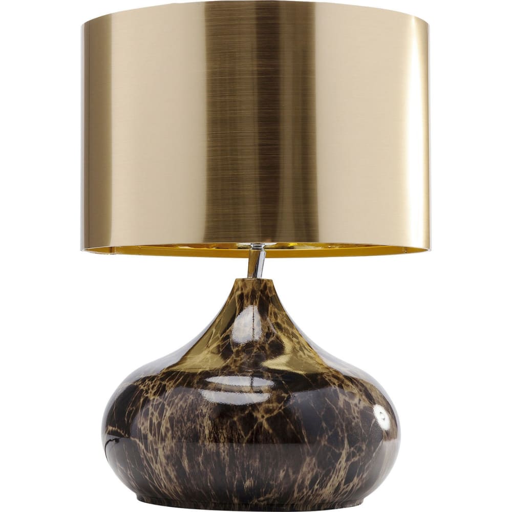 Kare Design Tischlampe im Marmor-Design, gold und braun, H39cm - Stahl