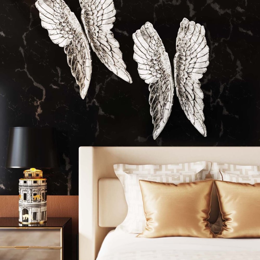 Decoración de pared alas en poliresina plateada H106 - Maisons du Monde