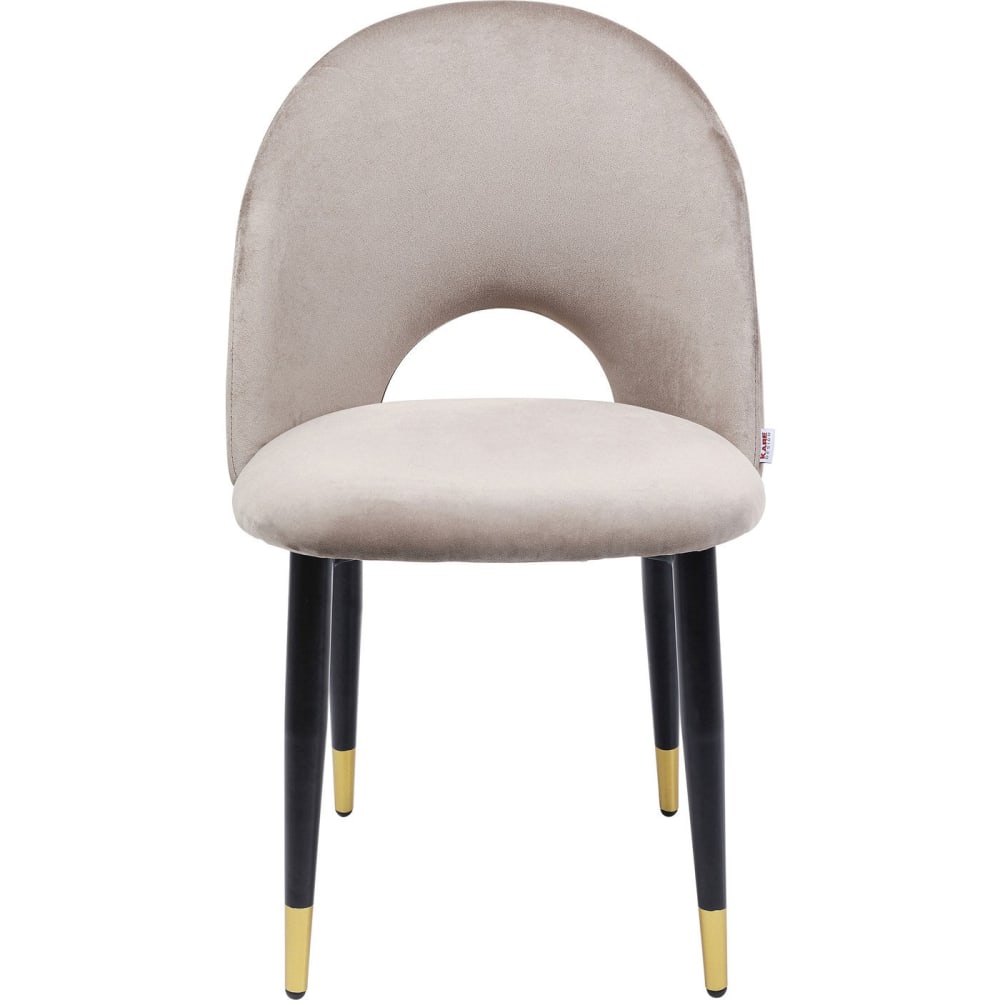 Silla de terciopelo beige y acero