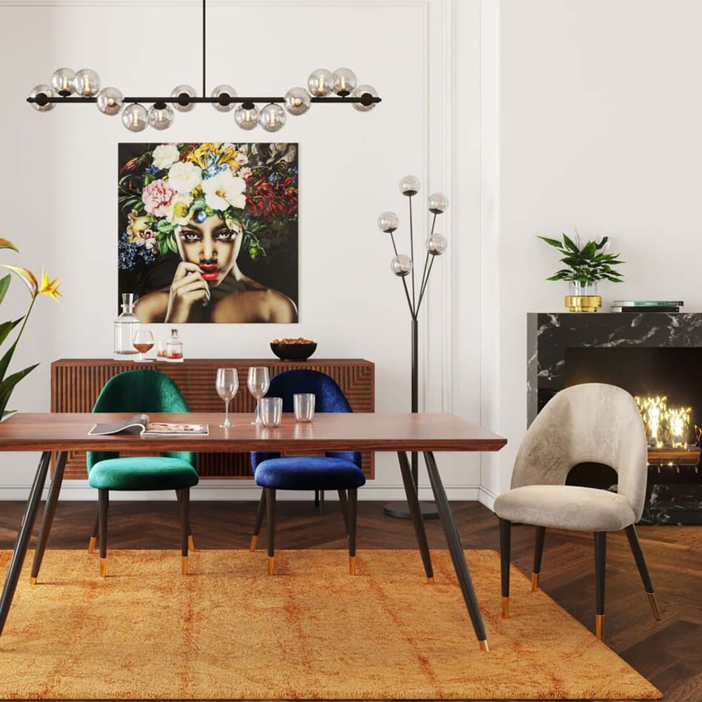 Silla de terciopelo beige y acero - Maisons du Monde