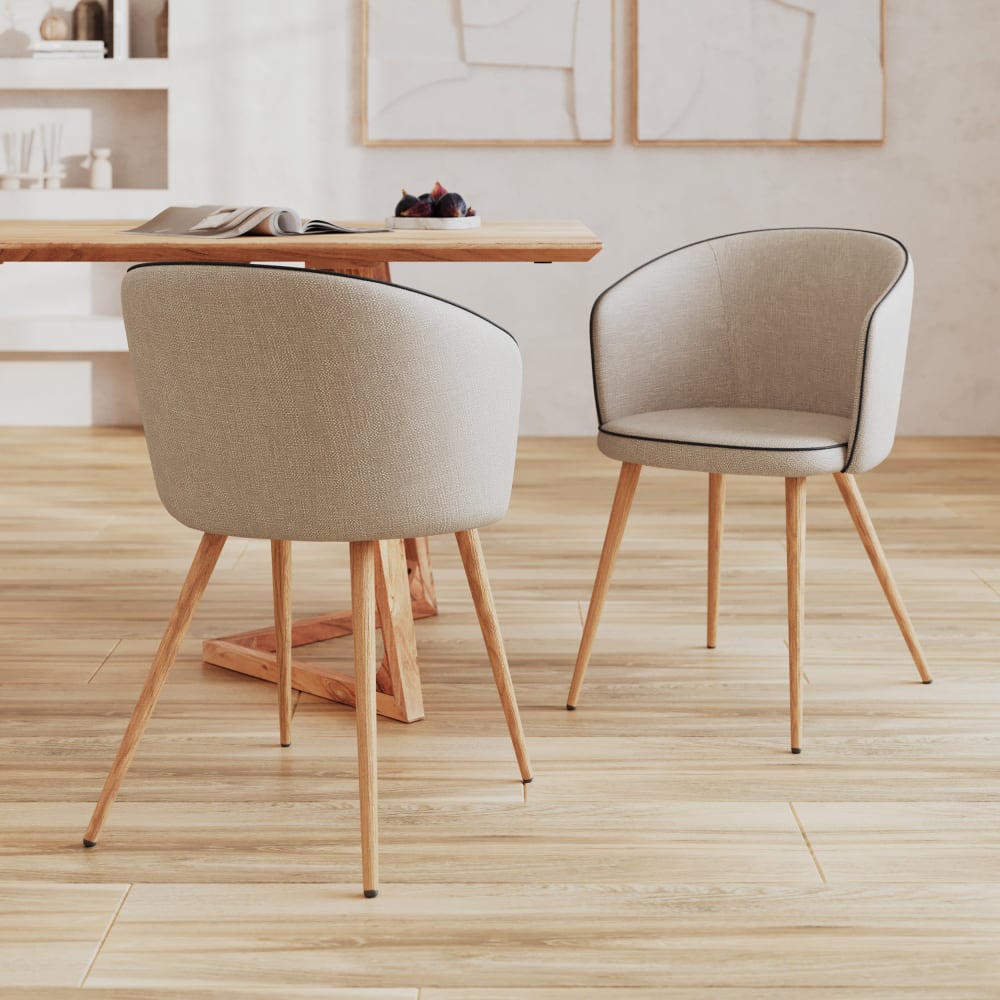 Lot de 2 chaises en tissu beige