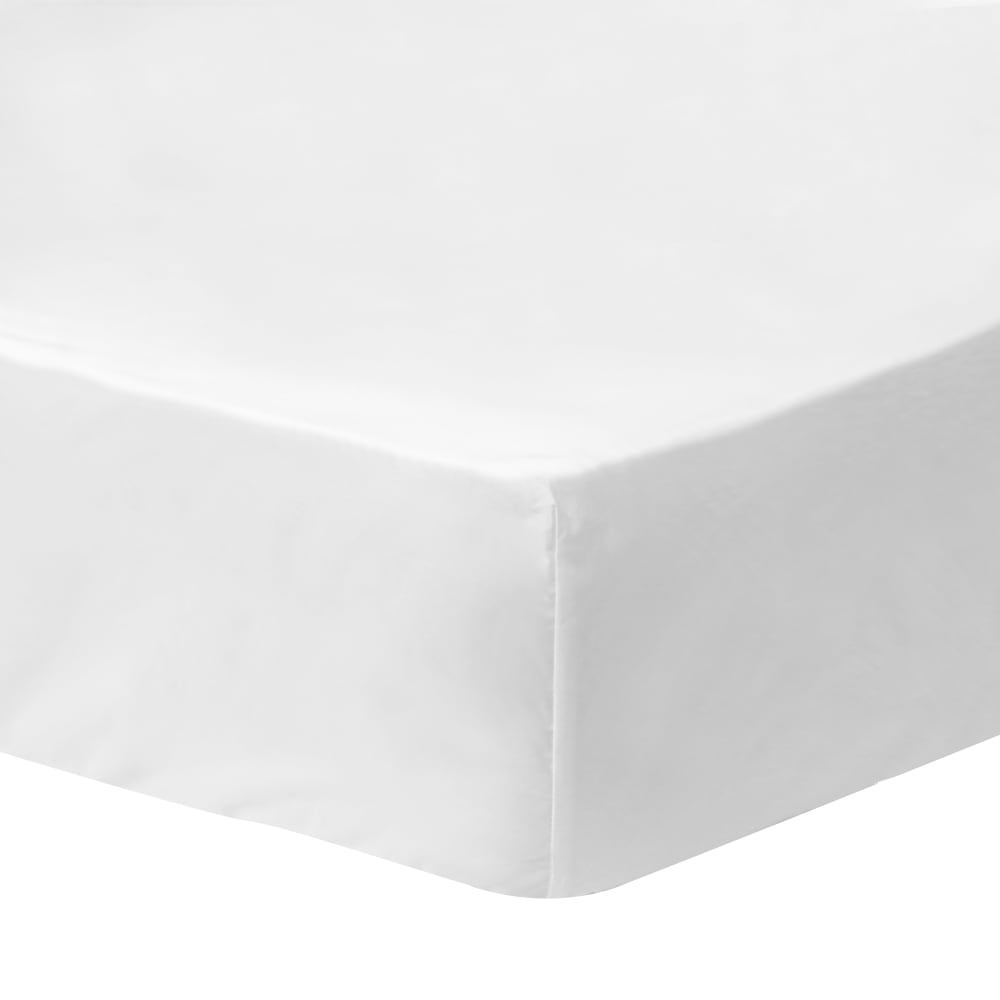 Drap-housse uni en coton blanc