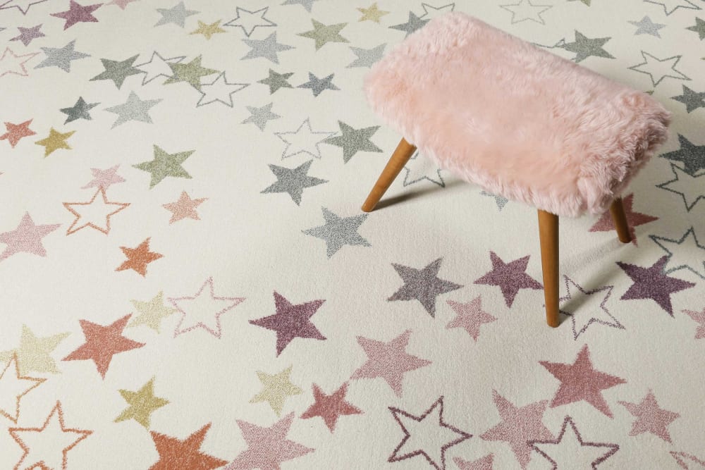 Tapis enfant ciel étoilé blanc pastel 80x150