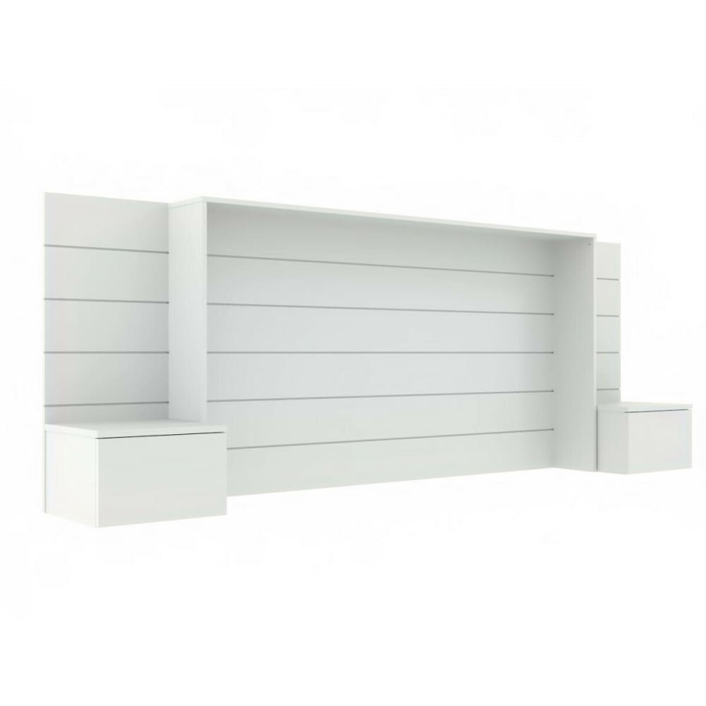 Tête de lit avec chevets effet bois blanc 160 cm