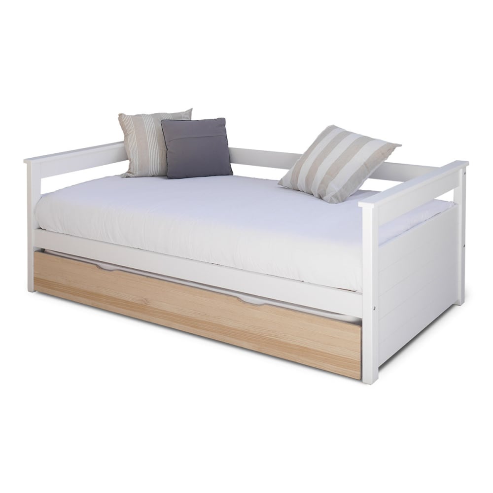 Sofá cama nido madera maciza blanco y madera 90x200 cm