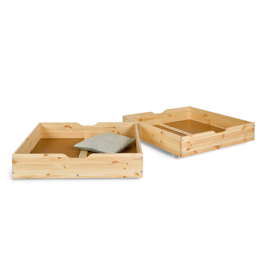 Pack lit superposé avec tiroirs et 2 matelas bois massif 90x190 cm - Maisons du Monde