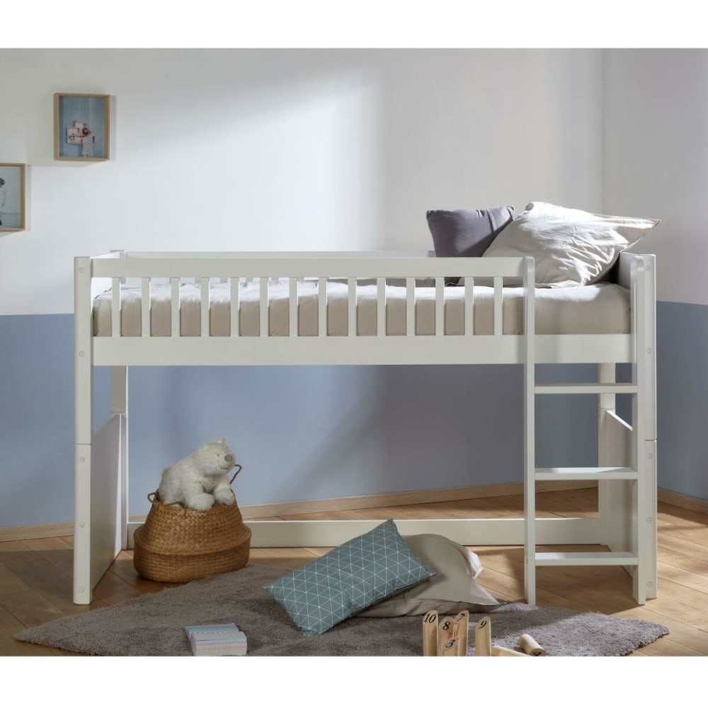 Pack lit mi-hauteur avec matelas bois massif blanc 90x190 cm - Maisons du Monde