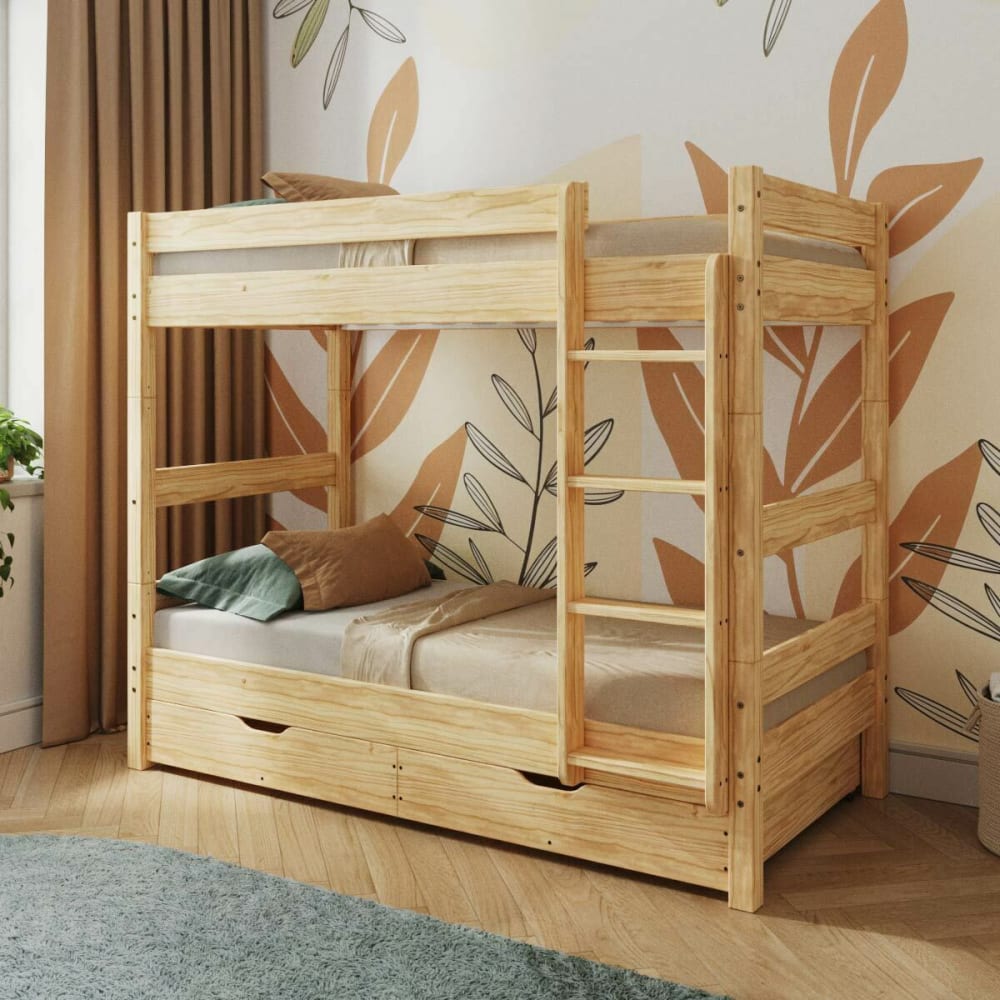 Pack lit superposé avec tiroirs bois massif 90x190 cm - Maisons du Monde