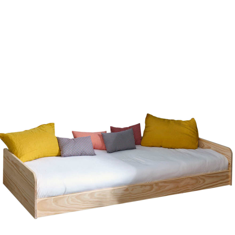 Pack lit enfant Montessori avec matelas bois massif 90x190 cm